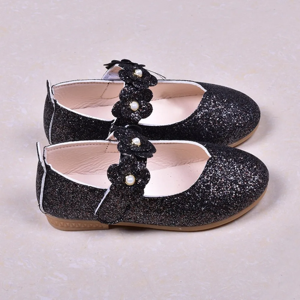 

Children Shoes Kids Leather Shoes Toddler Kids Girl Princess Flower Wedding Party Dance Leather Shoes Sequin Girls Walking Shoes