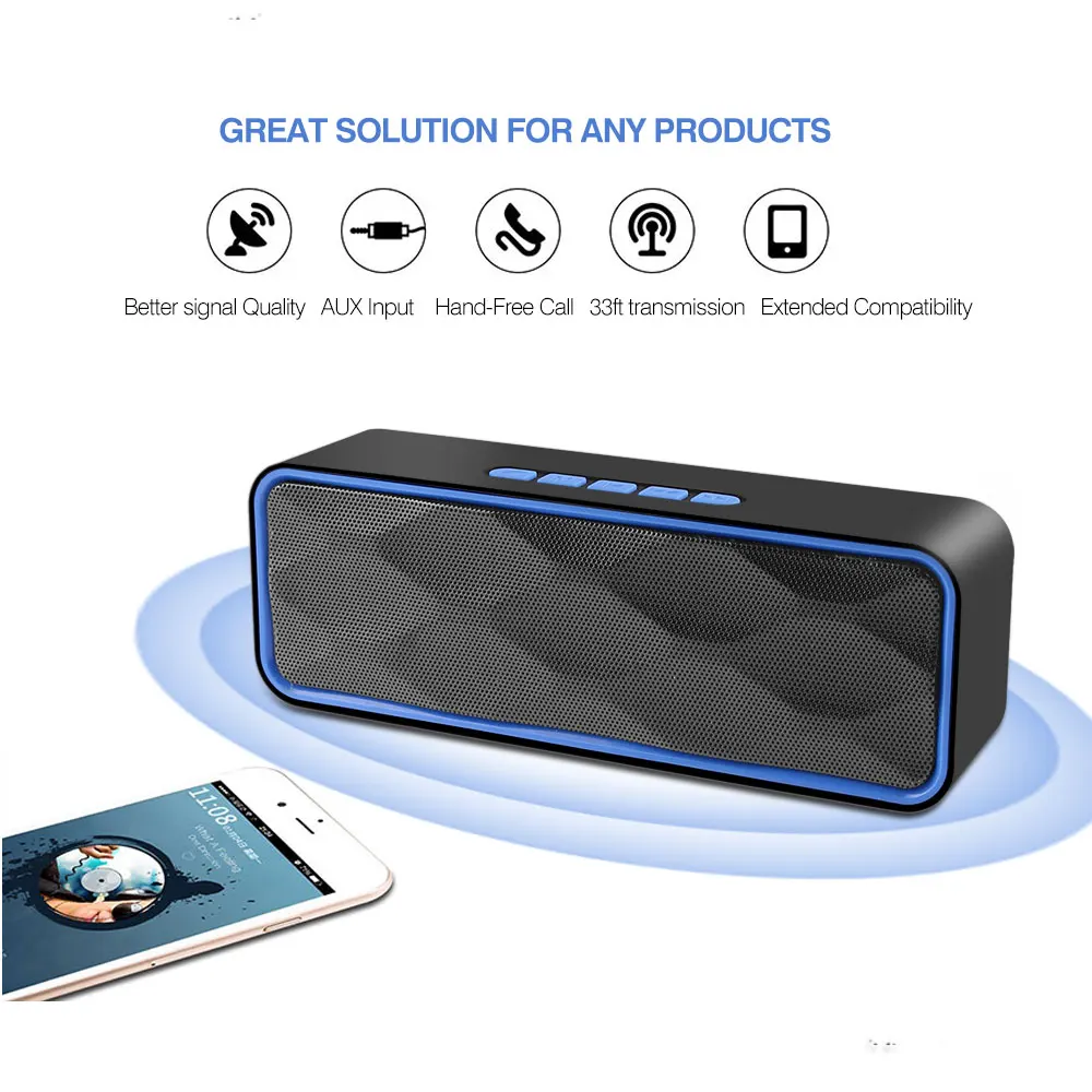 Портативная Bluetooth Колонка HENZIN беспроводная стерео колонка FM радио USB AUX TF карта