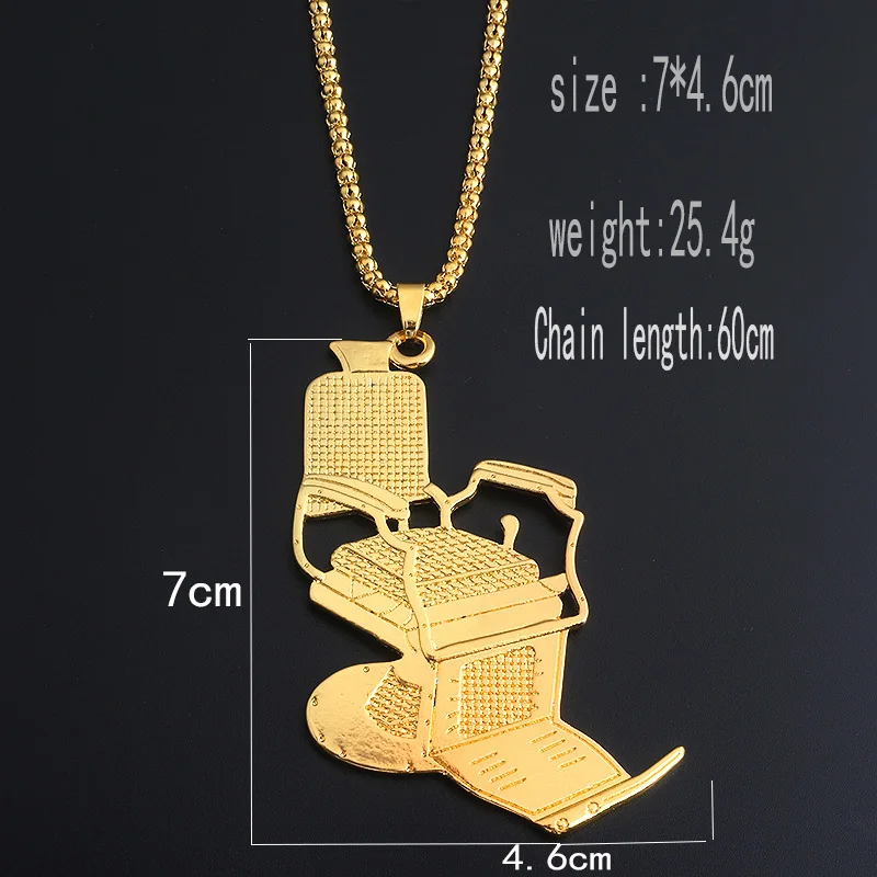 Fashion Jewelry Barber's Series Necklaces Hip Hop Barber chair Hairdresser Gothic chain Necklace Two colors available | Украшения и
