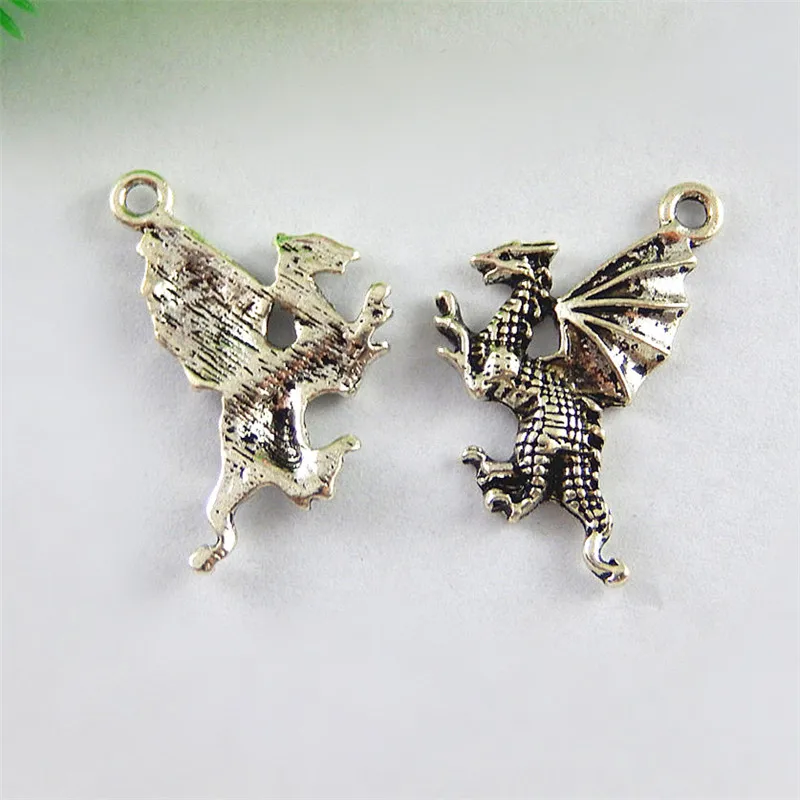 GraceAngie 20pcs Creative Flying Dragon Pendants Charms Finding Silver Color Jewelry Making Key Chain Accessary | Украшения и