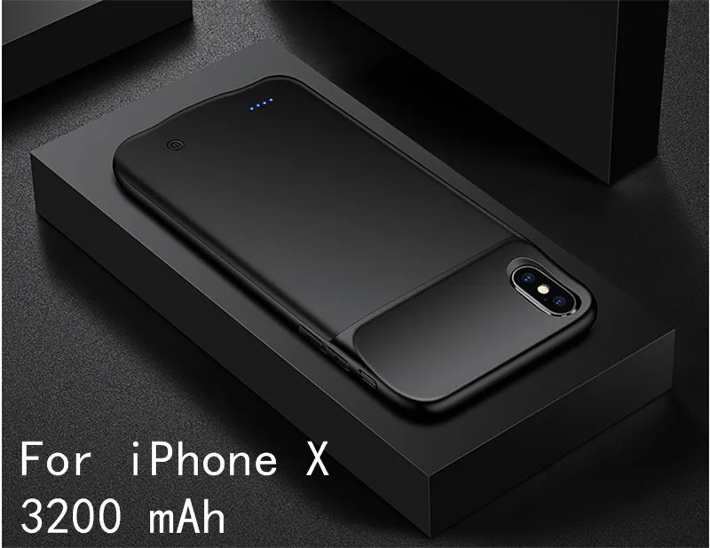 Тонкий чехол для аккумулятора для iPhone XS X, запасной внешний аккумулятор, зарядное устройство, чехол для iPhone 6, 6 S, 7, 8 Plus, чехол для зарядки, задняя крышка - Цвет: IX-Black