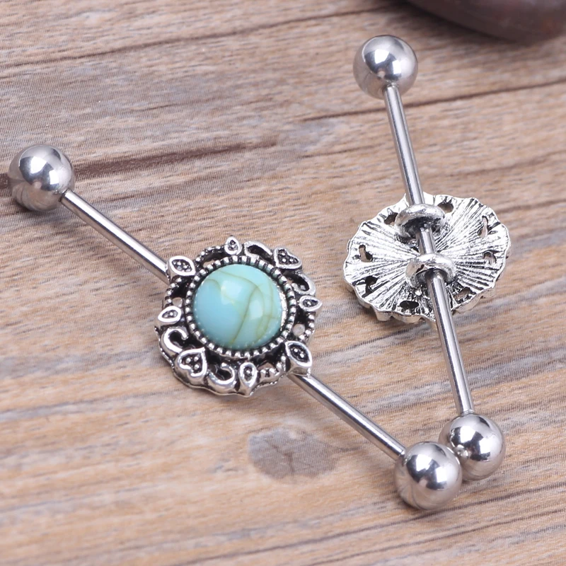 12 шт. голубые ушные Промышленные Штанги штанги брикет серьги ювелирные изделия