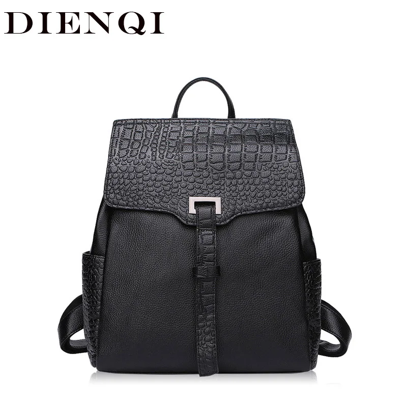 Женский рюкзак из натуральной кожи с рисунком крокодила школьная сумка для