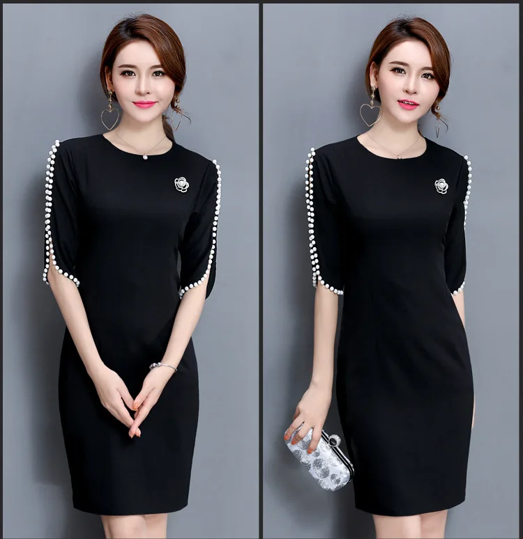 Новинка 2017 весенне летнее платье футболка рукав гвоздь бисер тонкая упаковка