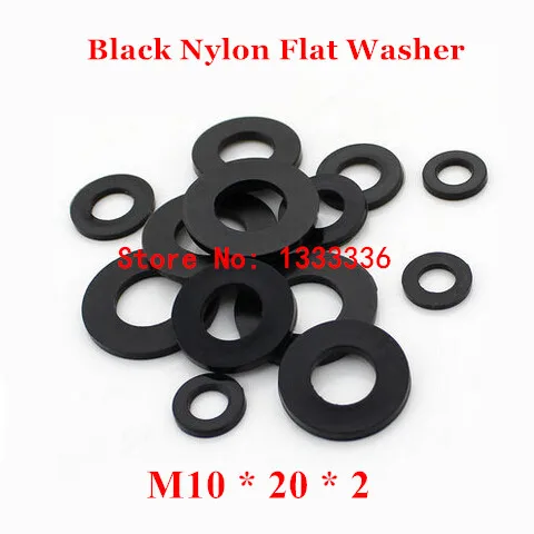 

1000pcs M10*20*2 Black Nylon Flat Washer / M10 Plastic Insulation Plain Ring Gasket Plated Spacers