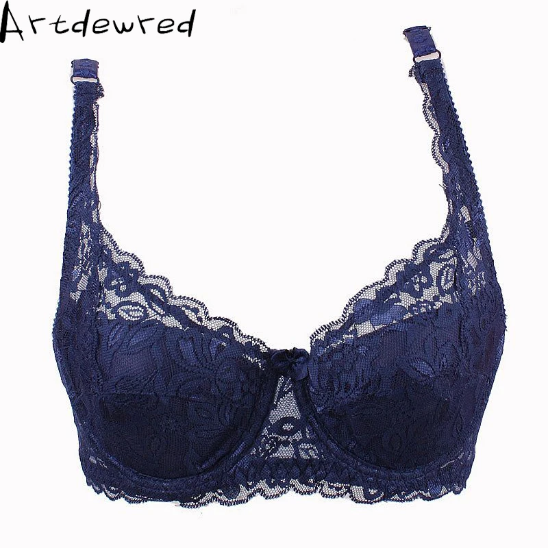 

Free Shipping Fashion New Sexy Ladies Sexy Underwear Full Coverage Minimizer Non Padded Lace Sheer Bra 9 Color 34-40 AB Cup