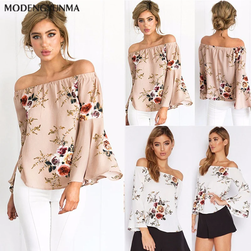 S-XL размера плюс, модная женская шифоновая Свободная рубашка на бретелях с открытыми плечами, топы, Повседневная Блузка с коротким рукавом, Летняя женская одежда