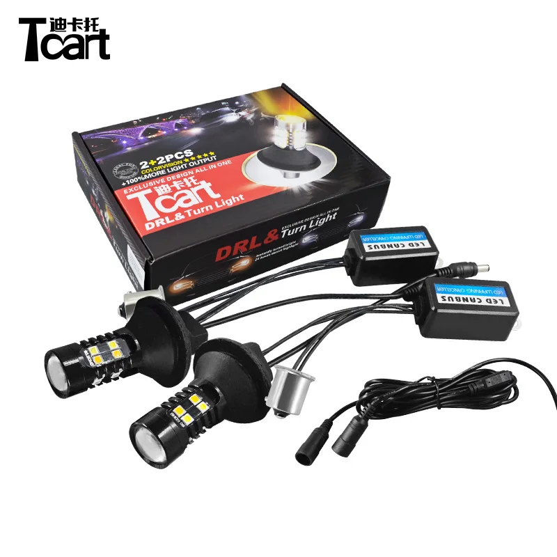 

Tcart 1Set Car LED DRL Daytime Running Lights 1156 PY21W Yellow Turn Signal Auto All In One For Nissan Juke F15 2011 2013 2015