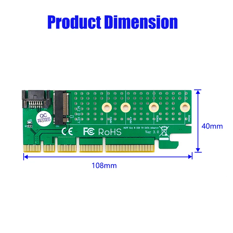 NGFF M.2 B Ключ SATA-Bus SSD в SATA3 адаптер PCI Express x1 x4 x8 x16 слот SATA радиатора Suppor 2230 2242 2260 2280 M2 SSD
