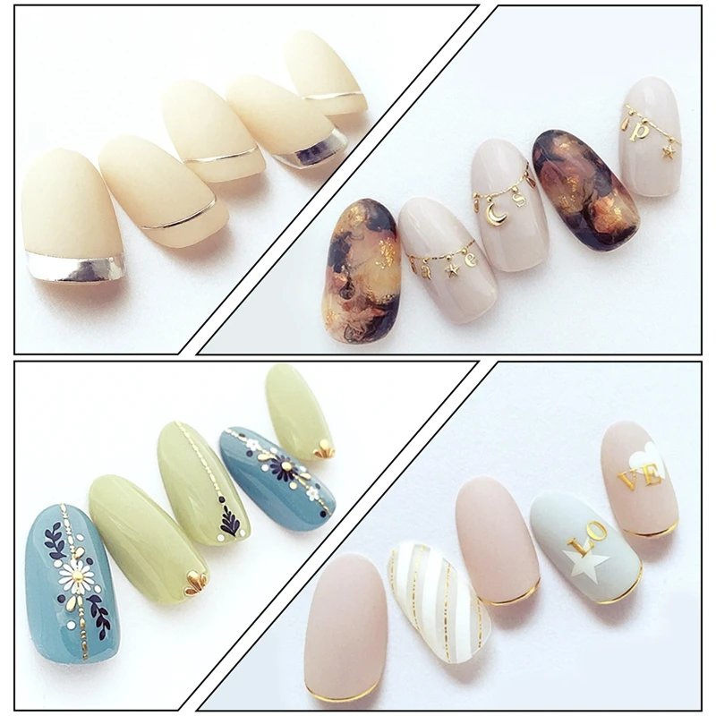 Mtssii 1 лист полоса Nail Книги по искусству Стикеры цвет серебристый Золотой Металл