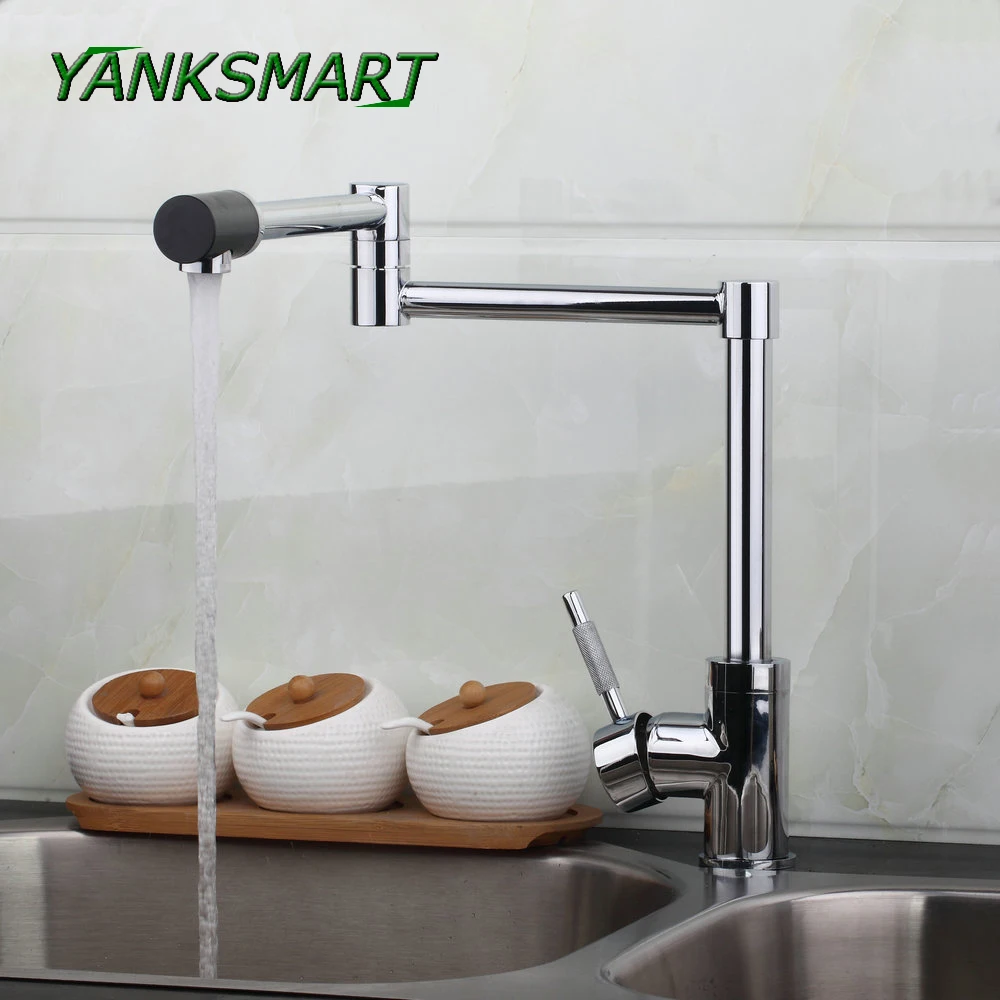 YANKSMART Новый хромированный полированный кухонный кран с креплением на палубе
