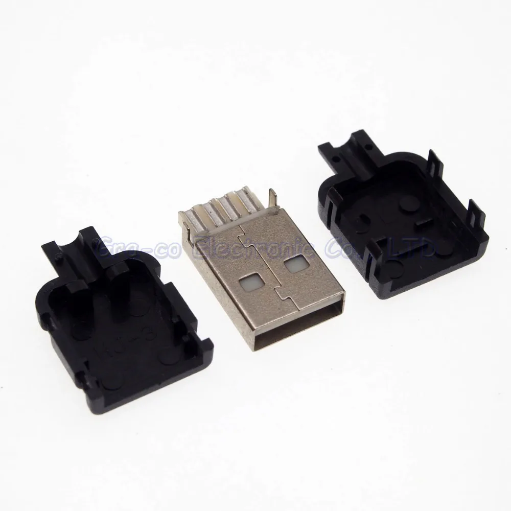 10 компл. 3 в 1 USB-A штекер с пластиковой оболочкой DIY пайки провода типа A USB разъем |