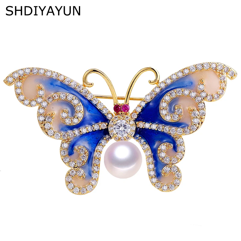SHDIYAYUN 2019 брошь из жемчуга для женщин винтажная эмалированная бриллиантовая