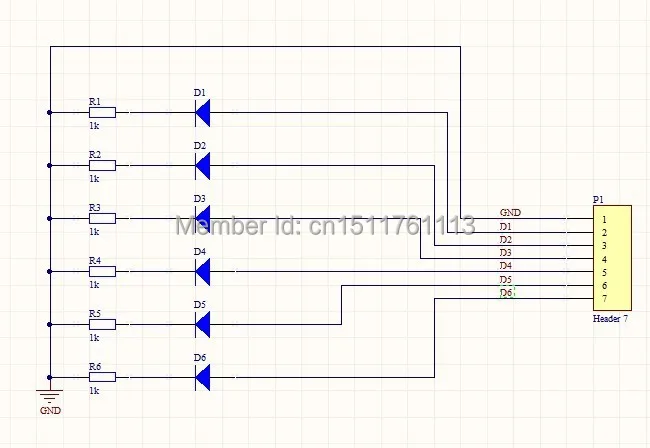 4-кнопочная клавиатура тактовый переключатель и 6-битный красный светодиодный