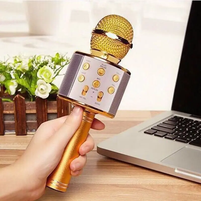 Tonbux WS858 микрофон беспроводной Bluetooth караоке Karaoke микрофон USB KTV плеер мобильный телефонный проигрыватель микрофон динамик Запись музыки