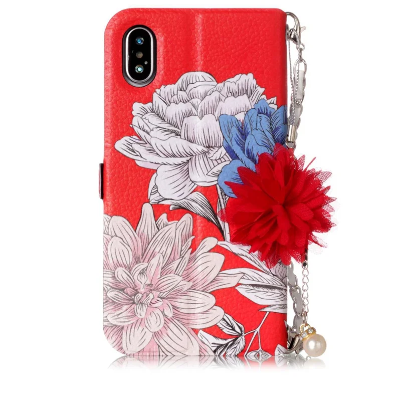 YiKELO цветочный флип Бумажник кожаный чехол для iPhone X 8 7 6S Plus 5 5S SE 6 Fundas Роскошные ювелирные изделия браслет Цветочный чехол для телефона