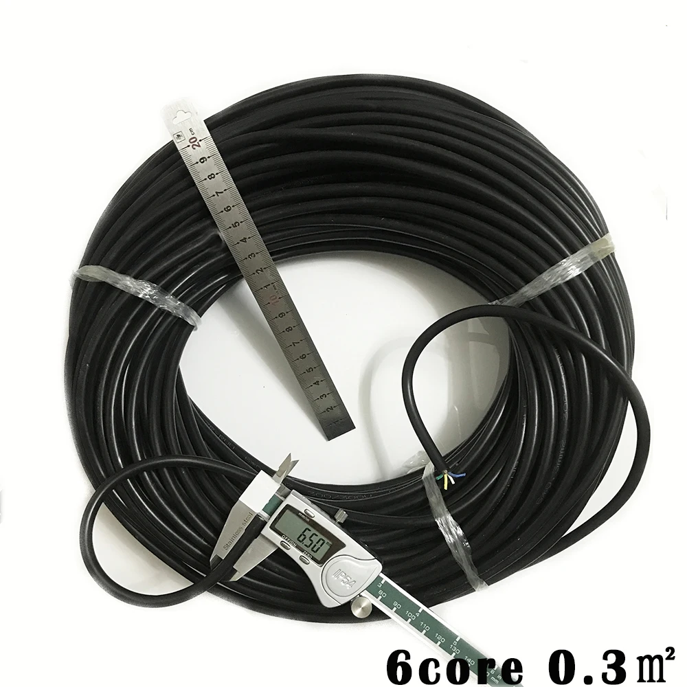 

20AWG 22AWG 10 Meters Power Cable 6 core Wire Monitor Power Cord Copper Wire RVV6 0.3 0.5 Square Connector Soft Sheathed Cable