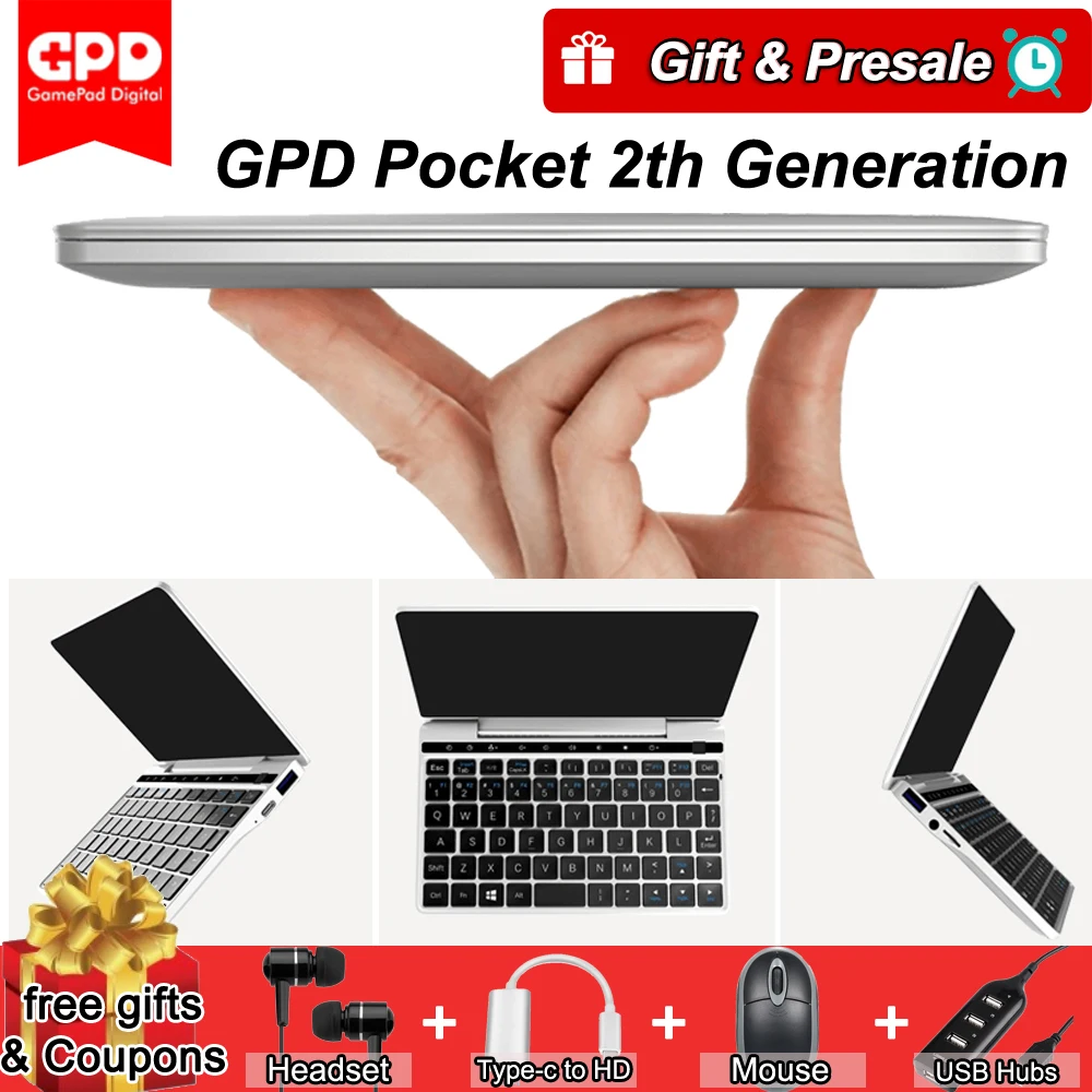 GPD Pocket 2 Pocket2 7 дюймов Мини ноутбук планшетный ПК Windows 10 64 бит Intel Core m3-7y30 ноутбук 8 ГБ/128 ГБ 2,4G& 5G WiFi BT 4,1