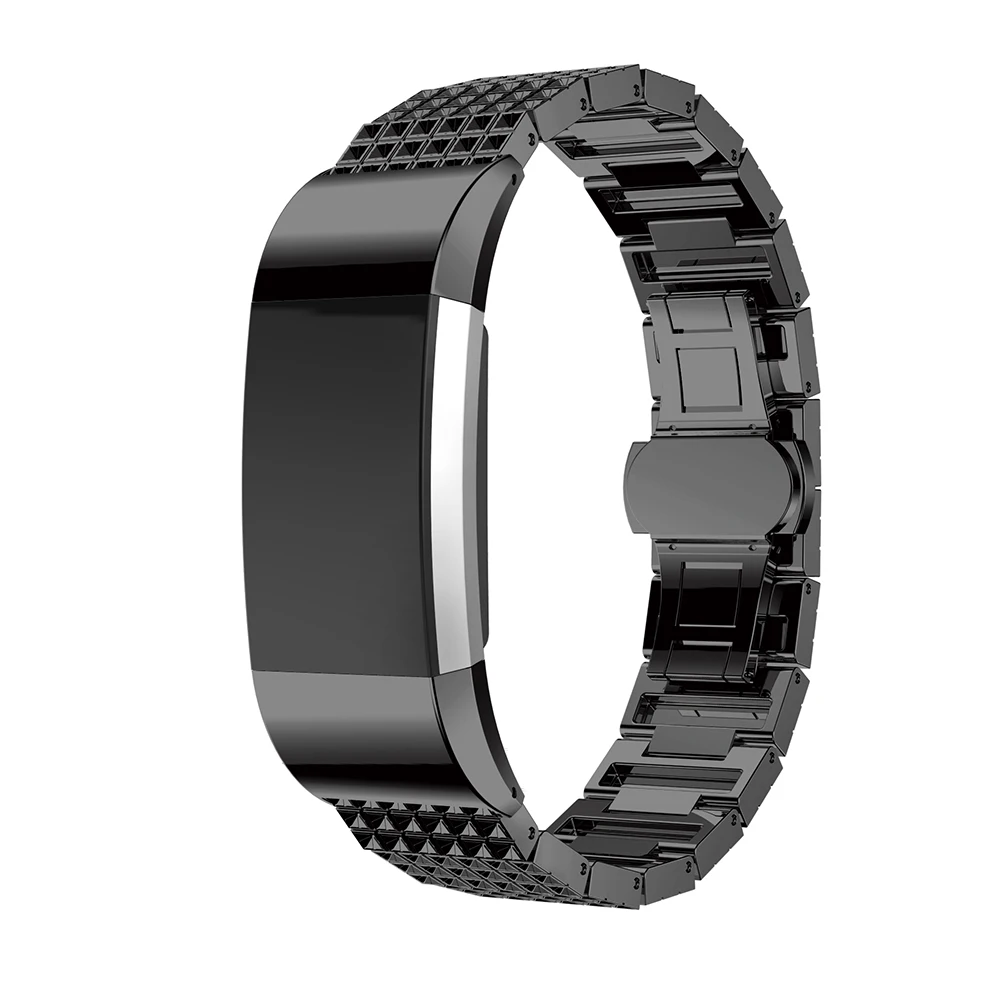 Ремешок с тиснением для Fitbit Charge 2 металлический ремешок из нержавеющей стали