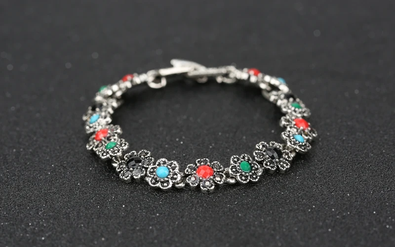 Хит 2015 модные браслеты с цветами и шармами серебряным покрытием винтажные