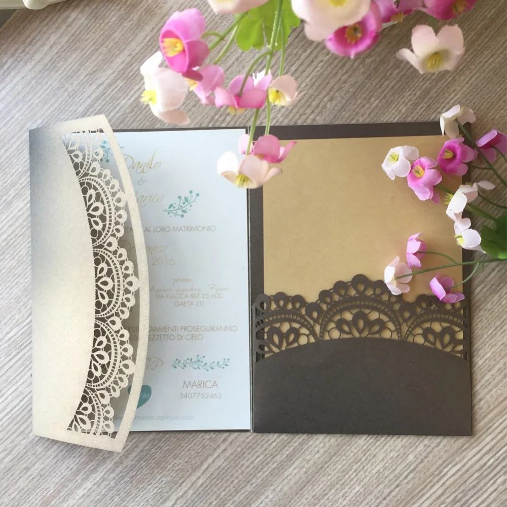 

50pcs/lot Delicate Carved Pattern Invitations Card Event Party Supplies Wedding Invitations Birthday Cards Business Invitations