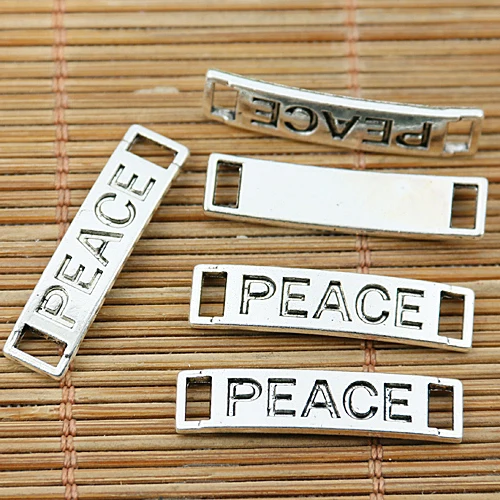 

30pcs tibetan silver curved bar-shape PEACE lettering connector EF1479
