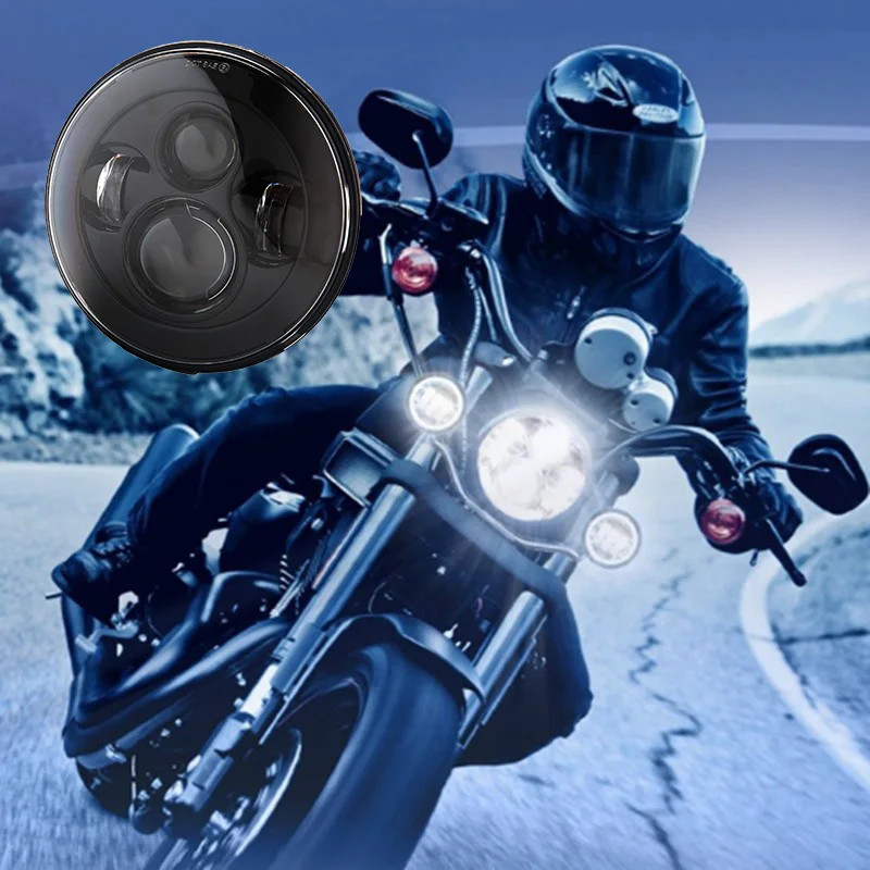 Круглый " мотоциклетный черный проектор HID светодиодный фонарь для Harley 7" светодиодный фонарь для мотоцикла в сборе налобный фонарь для Davidson