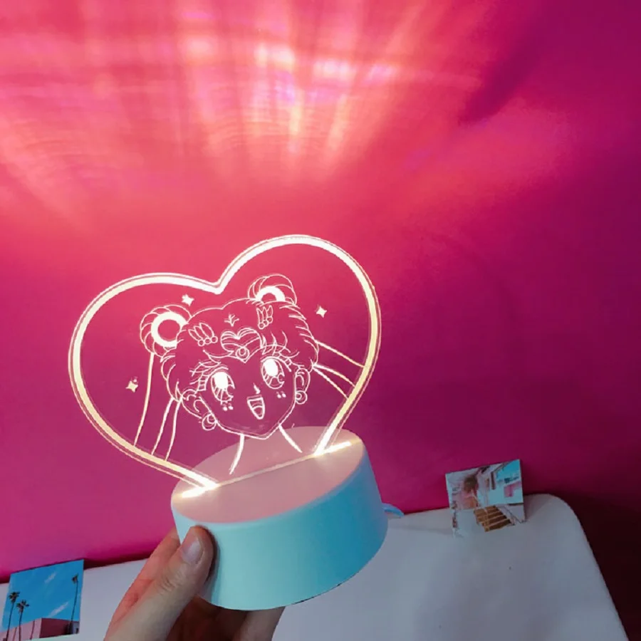 2019 хороший Сейлор Мун led 3D светильник Цвет изменен ночной Светильник s детская