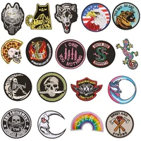 pgy new punk patch rock band skull patch biker iron on jeans badges cheap embroidered motorcycle patches for clothes stickers