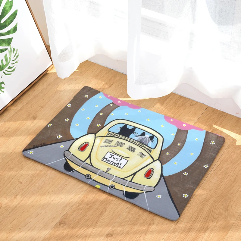 Мультяшный фланелевый ковер с изображением автомобиля кота коврик для гостиной