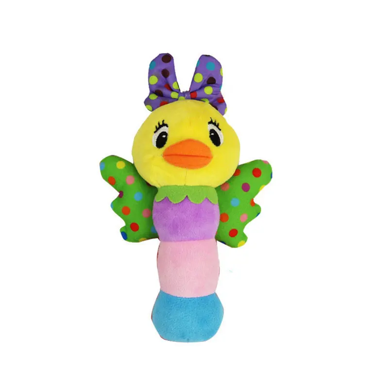 0-1 years old Baby Cute Wings Insect Rattle handbell appease bb stick Hand grasp Plush stuffed Toy Intelligent Kids Gifts