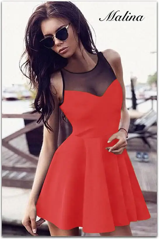 2016 Мода Тонкий Bodycon Платье Женщины Сексуальное Сетка Летнее Без Рукавов Женские