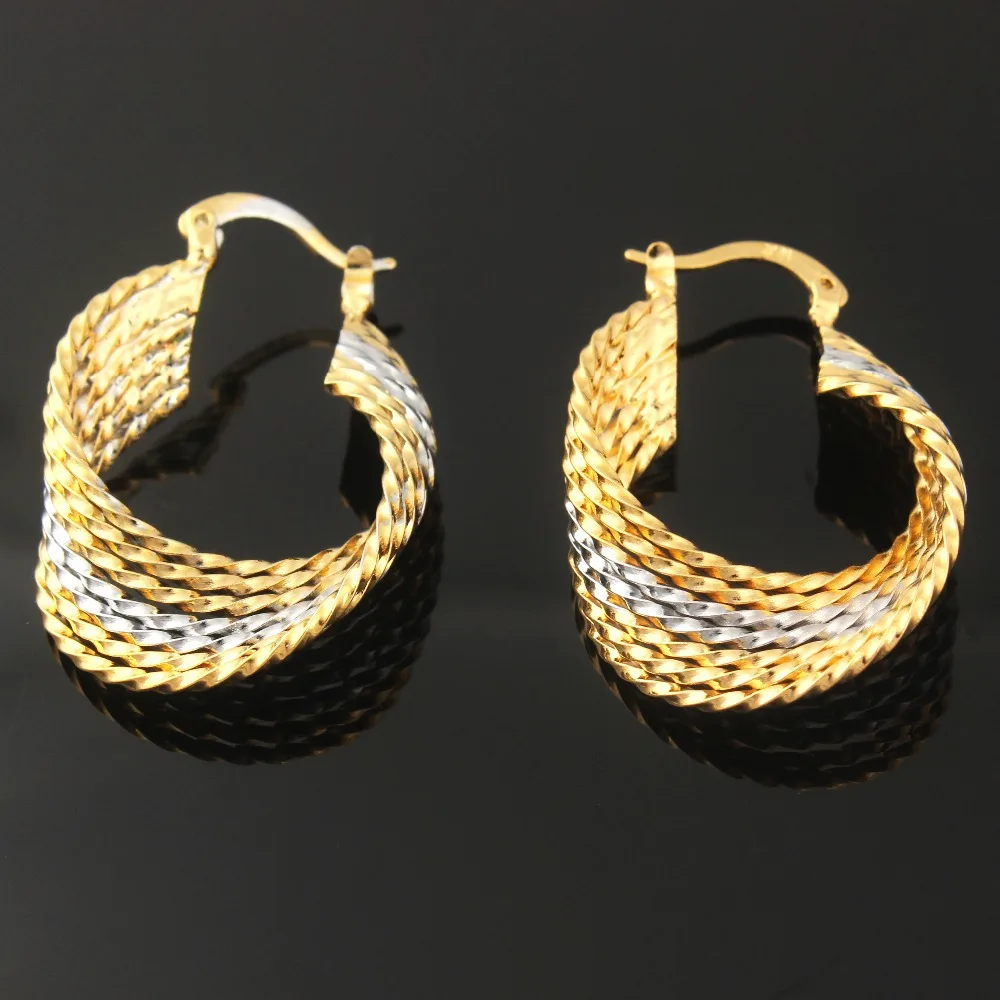 Горячая Распродажа модных женщин. Серьги кольца в полоску с золотым/серебряным