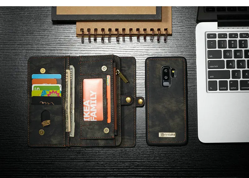 CaseMe кожаный чехол для Galaxy S9 Plus съемная 2 в 1 молния Кредитная карта кошелек для денег и карт чехол для samsung Galaxy S9 плюс Чехол