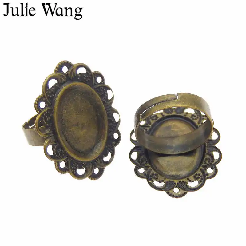 Julie Wang 8 шт. смешанных колец винтажные античные бронзовые Регулируемые Пустые