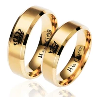 6mm gold ring her queen her king fashion jewelry dating for couples stainless steel women and men