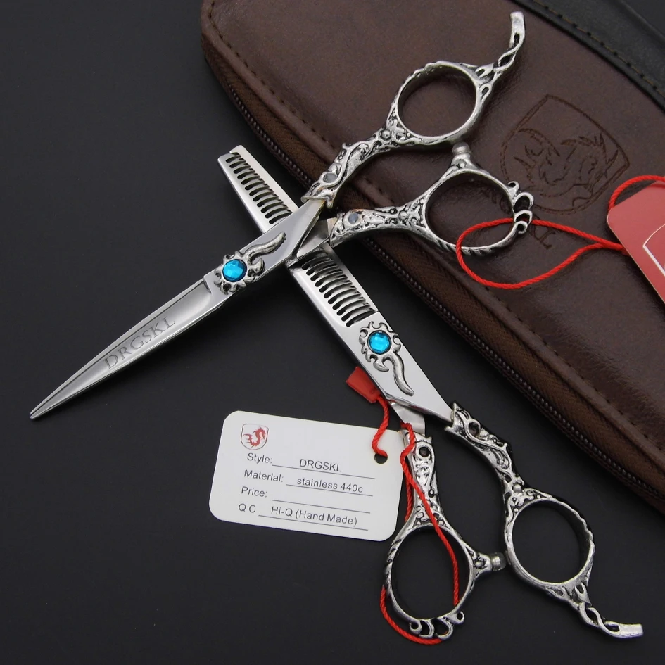 Япония 440C DRGSKL ножницы для стрижки волос высшего класса голубой Подсолнух 6,0 дюймов bayber Профессиональные Парикмахерские ножницы для волос