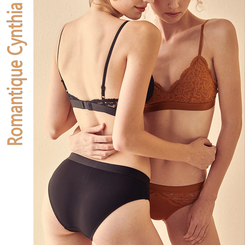 Треугольники Беспроводной Bralette комплект тонкий хлопок нижнее белье дышащее с