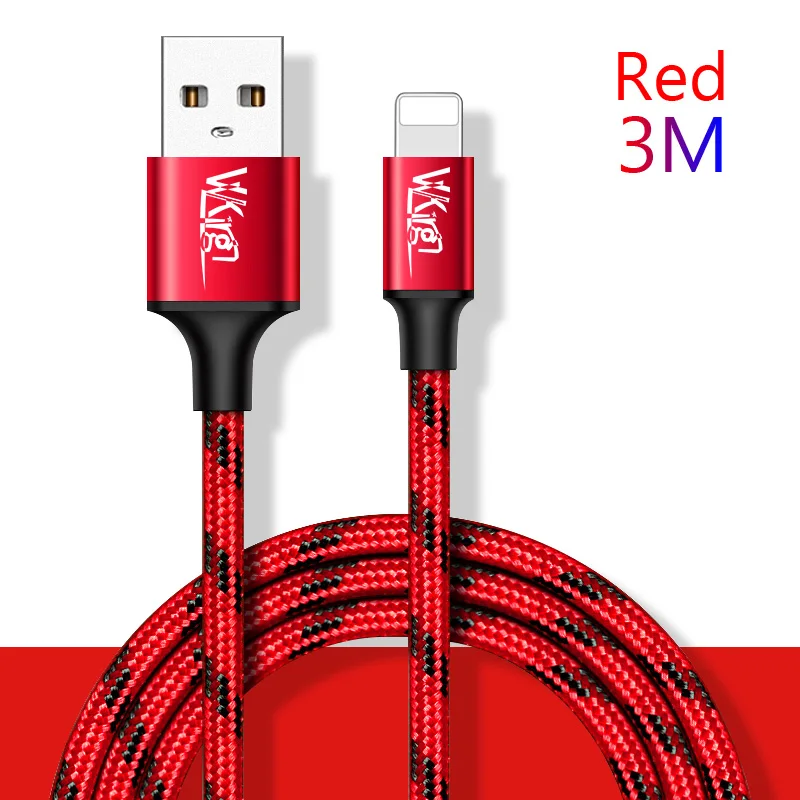 Red-3M Для iphone USB кабель 1,2 A для зарядки данных м/2 м/3 м для iphone X XS XR 8 7 6 6 S телефонный кабель металлический нейлоновый плетеный кабель для быстрой зарядки - Тип штекера: Red-3M