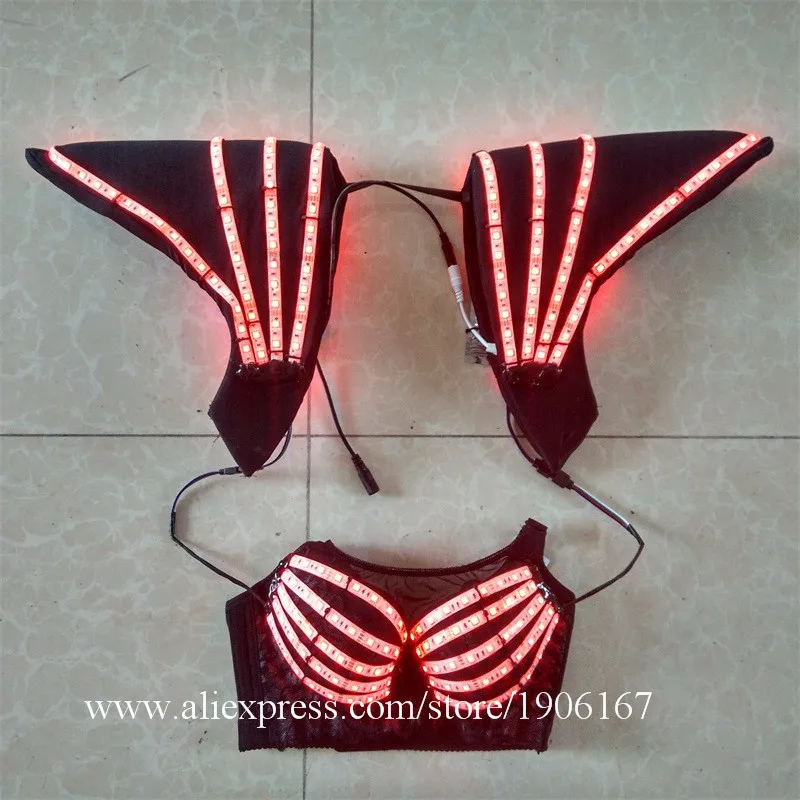 

High quality colorful LED costumes can change 7 colors LED bra with remote control for dj dancing performance