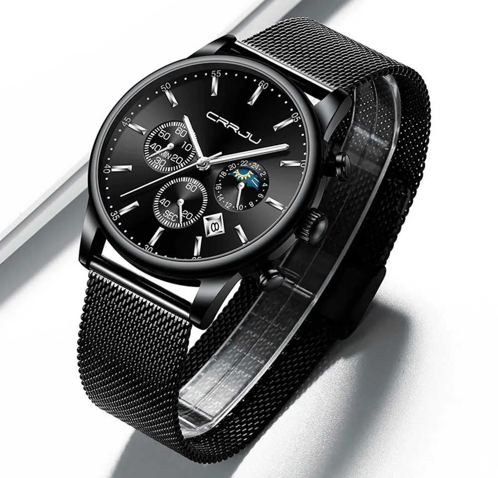 CRRJU мужские часы Reloj Hombre 2019 s лучший бренд класса люкс кварцевые с большим
