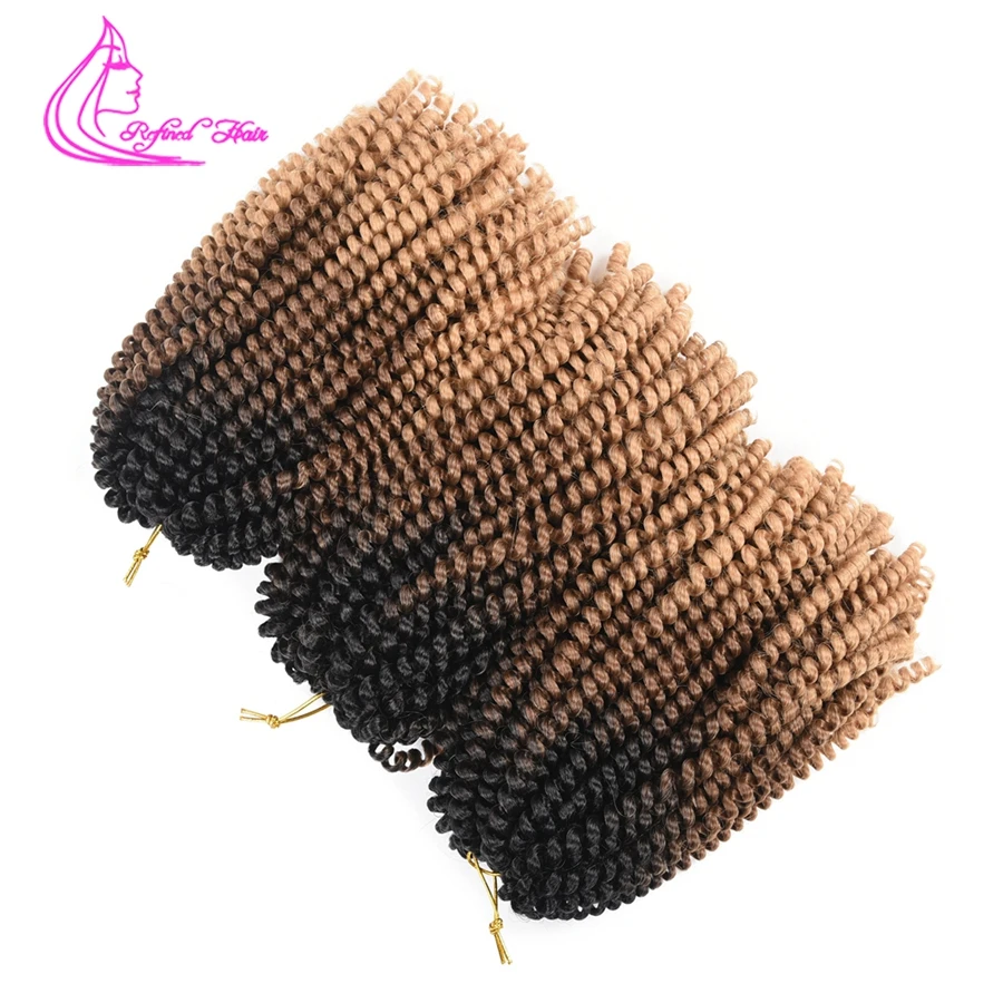 Ombre Spring Twist Hair Fluffy Crochet Braids Synthetic Hair Extensions Braids Free tress Curl Twists 30strands/pc Brown Blonde