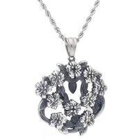 never fade stainless steel flower pendant necklace for men