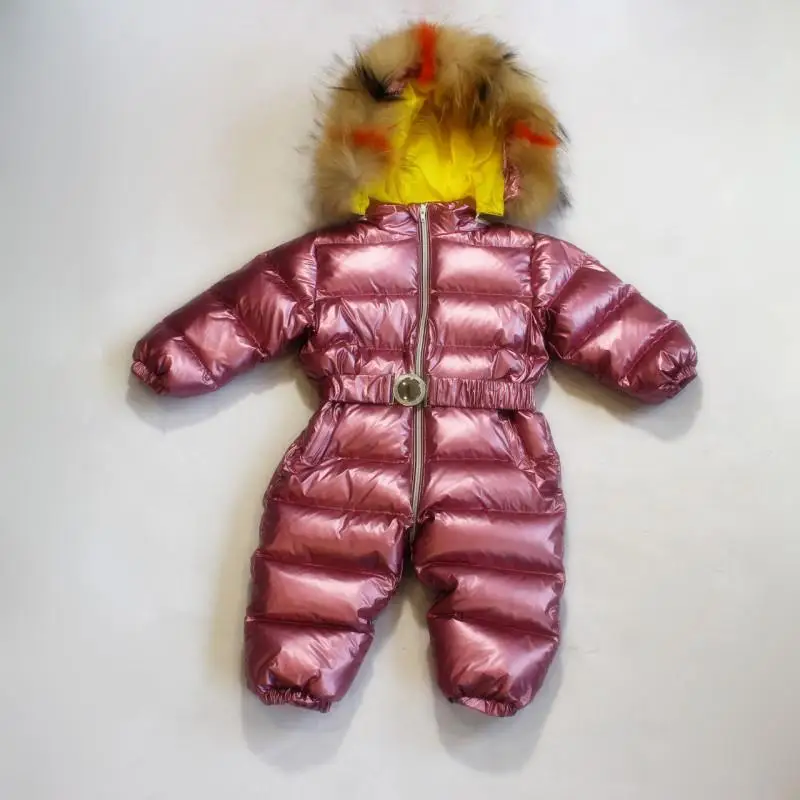 Orangemom/-40 Дизайн Зимний комбинезон для девочек; Одежда для девочек От 1 до 4 лет Куртка-пуховик, 90% утиного пуха детская Зимний комбинезон; верхняя одежда мальчиков Костюмы - Цвет: Розовый