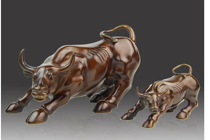 Size:15*10*10cm Copper BRAAS made Lucky Wall Street wealth Bull OX Statue cooking tools Decoration 100% Brass BRAAS