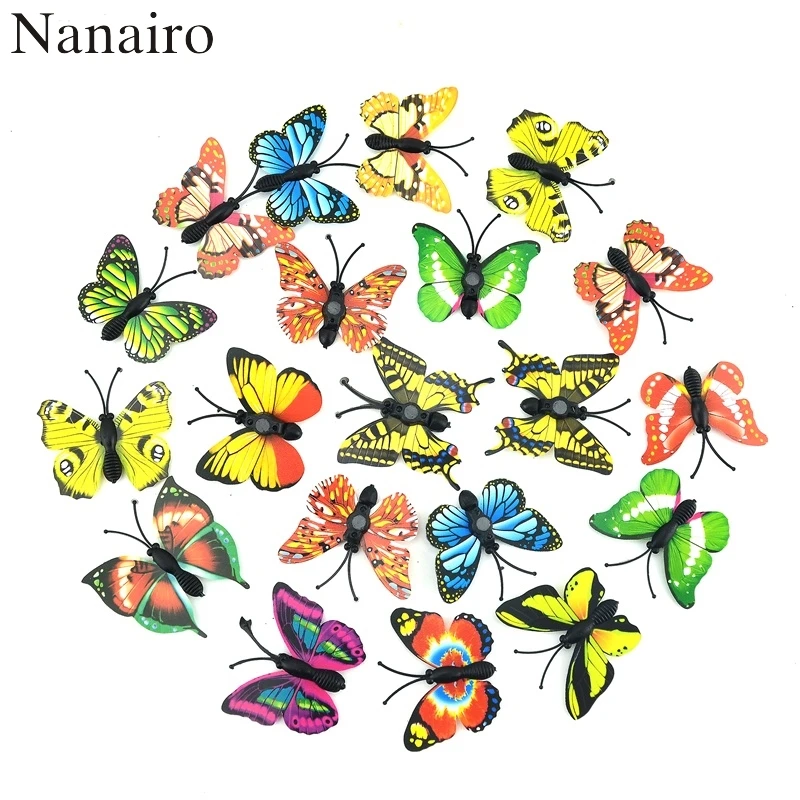 12Pcs Multicolor Magnet 3D PVC Flower Butterfly Wall Stickers For Girl Kids Baby Rooms Kitchen Home Decoration Adhesive to Wall