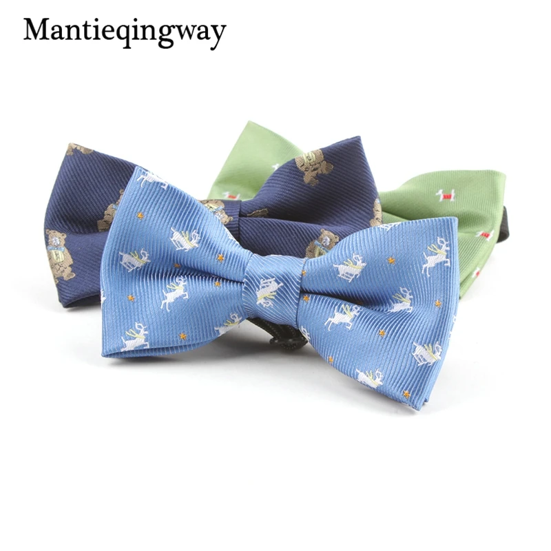 Mantieqingway/галстук-бабочка с рисунком лося из мультфильма; галстук-бабочка из полиэстера для мальчиков; повседневные Галстуки с бантом; галстуки-бабочки; рождественские детские аксессуары галстук-бабочка