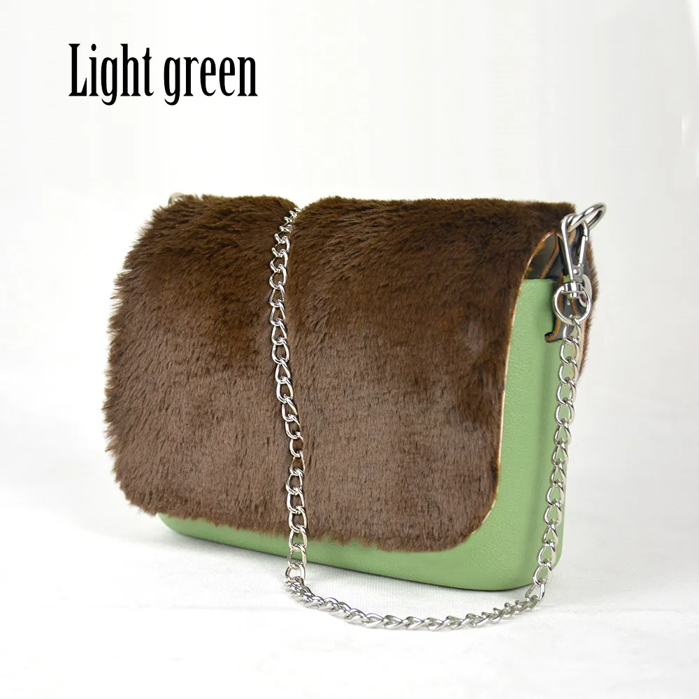 light green TANQU, новинка, красочные Obag opoket, стиль EVA, карман плюс, мягкий плюш, искусственная кожа, лоскут, длинная цепь с зажимом, крепление - Цвет: light green