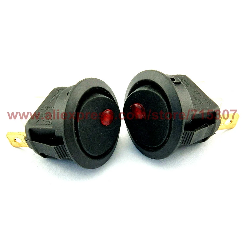 5 шт. клавишный переключатель PHISCALE SPST 6A 250VAC 3pin KCD2-202 on-off с красным светодиодом для