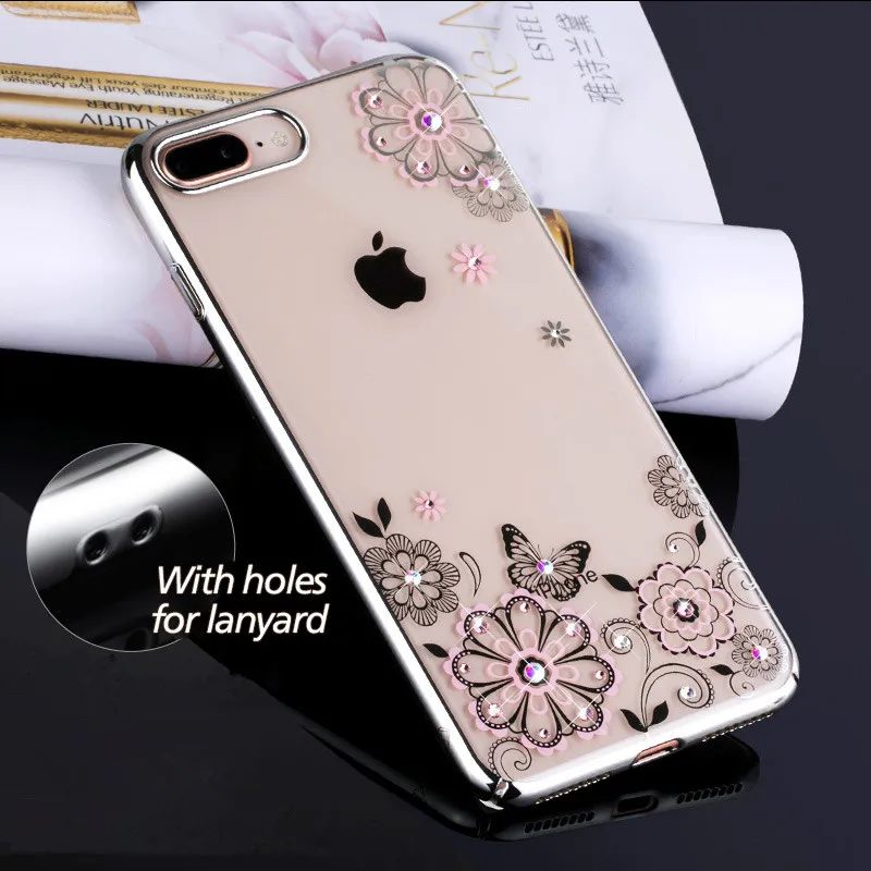 KINGXBAR для iPhone 8 7 Plus бабочка цветок Обложка кристаллы чехол телефона|case for iphone|for